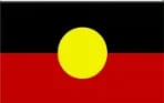 Aboriginal Australian flag featuring red and black horizontal sections with a yellow circle in the center